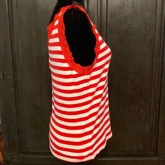 Tailor B.Moss red stripes tank top - M***Refer to measurements - Picture 2 of 10